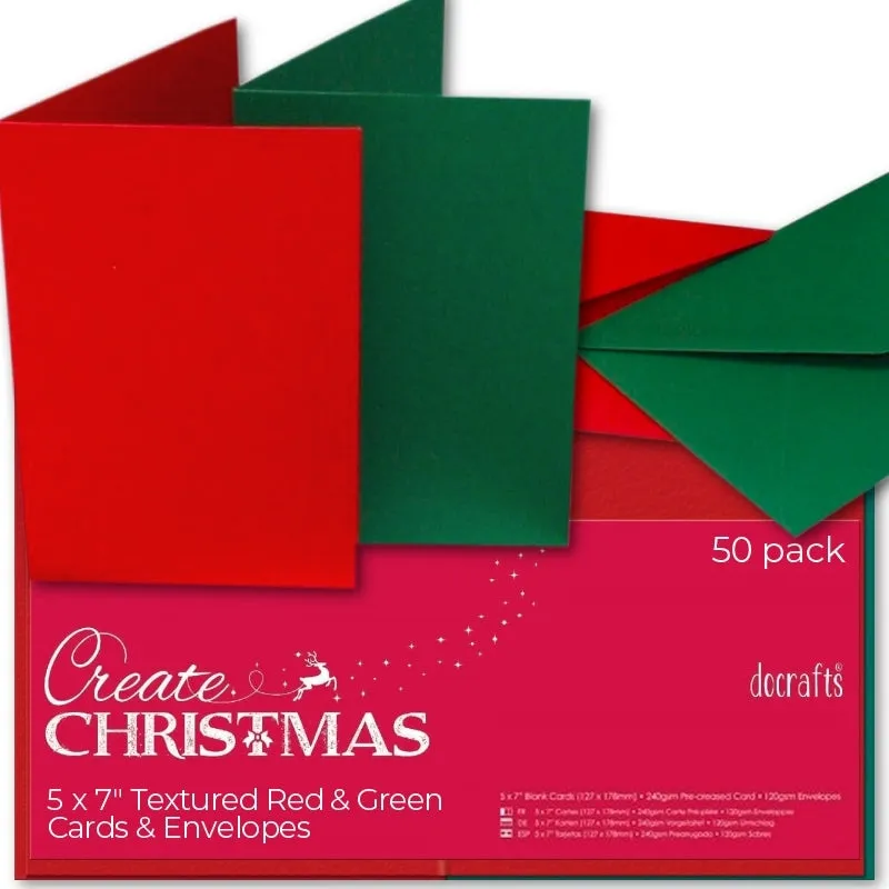 5 x 7 Textured Cards/Envelopes (50pk) - Red & Green (PMA 151902)"