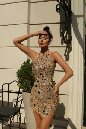 Anastasia Beautiful Short Golden  Evening Dress