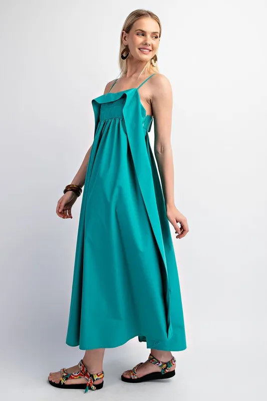 Aqua Open Back Midi Dress