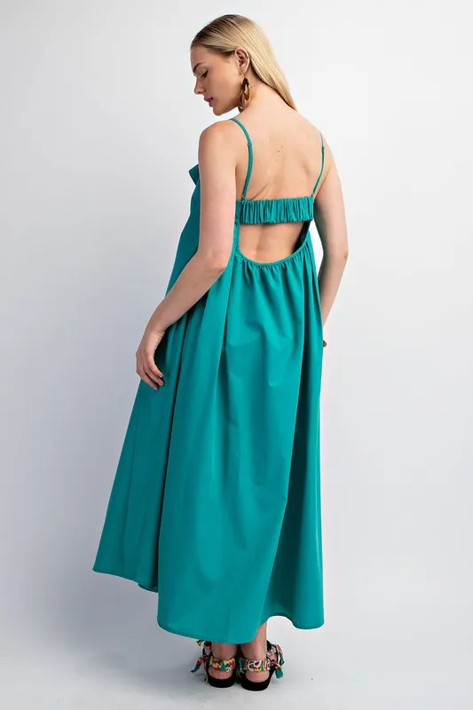 Aqua Open Back Midi Dress