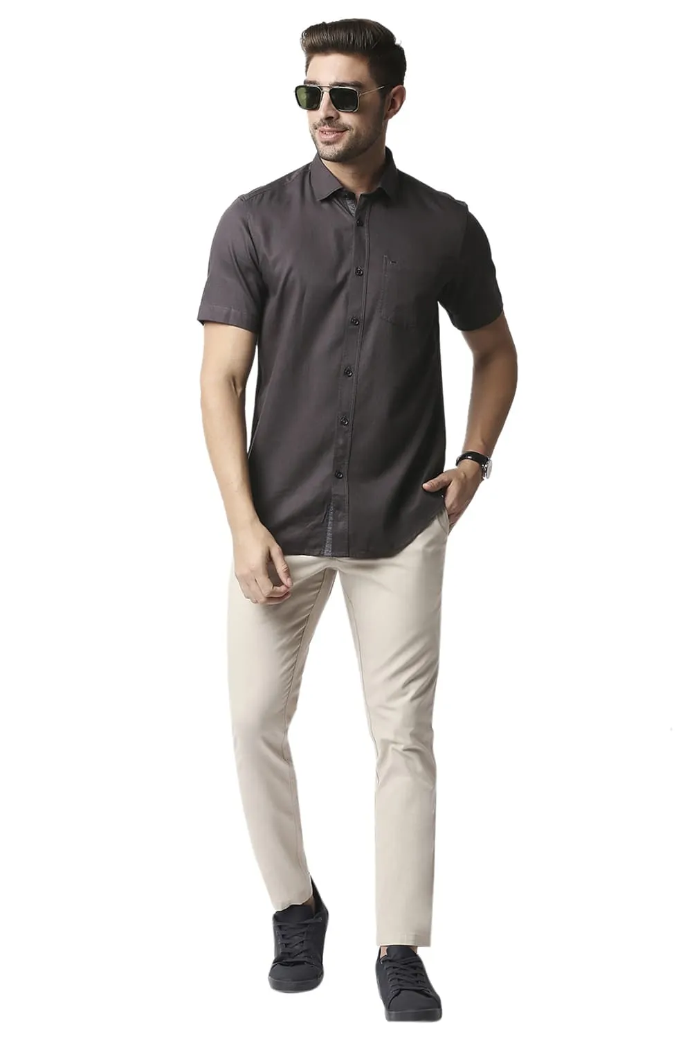 Basics Slim Fit Herringbone Shirt