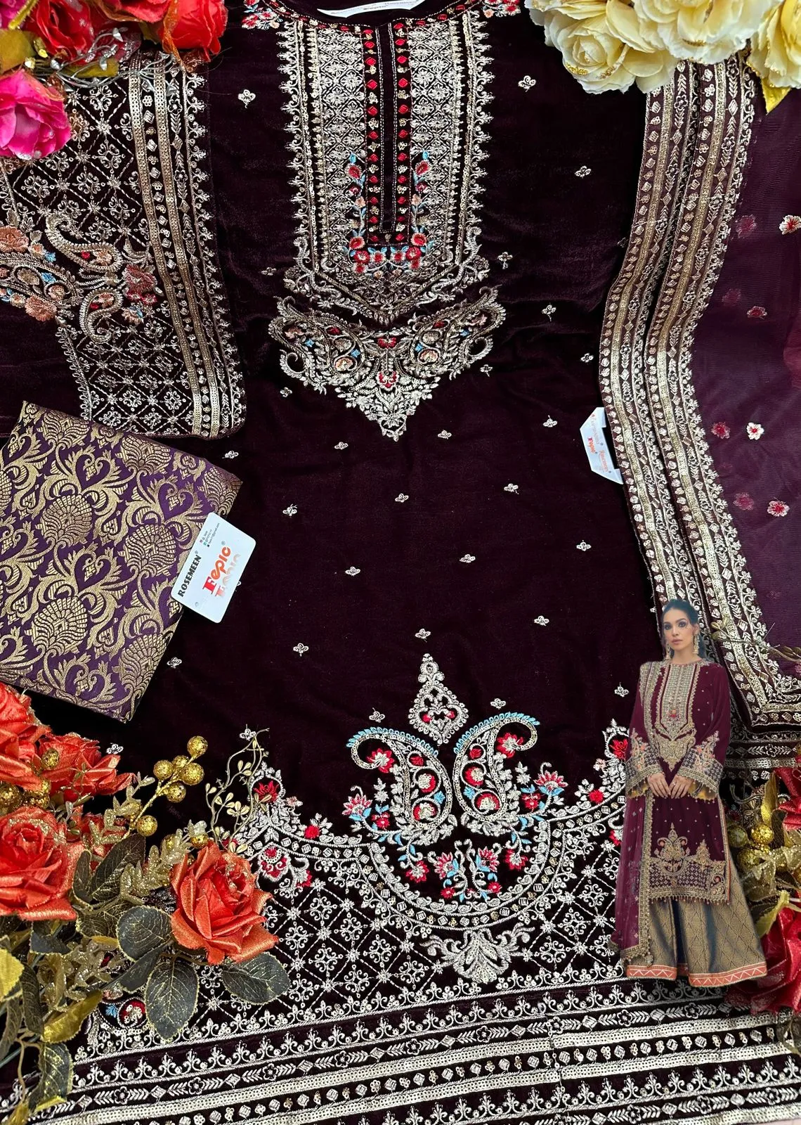 Beautiful Designer Fepic Rosemeen D 5221 Pakistani Suite 