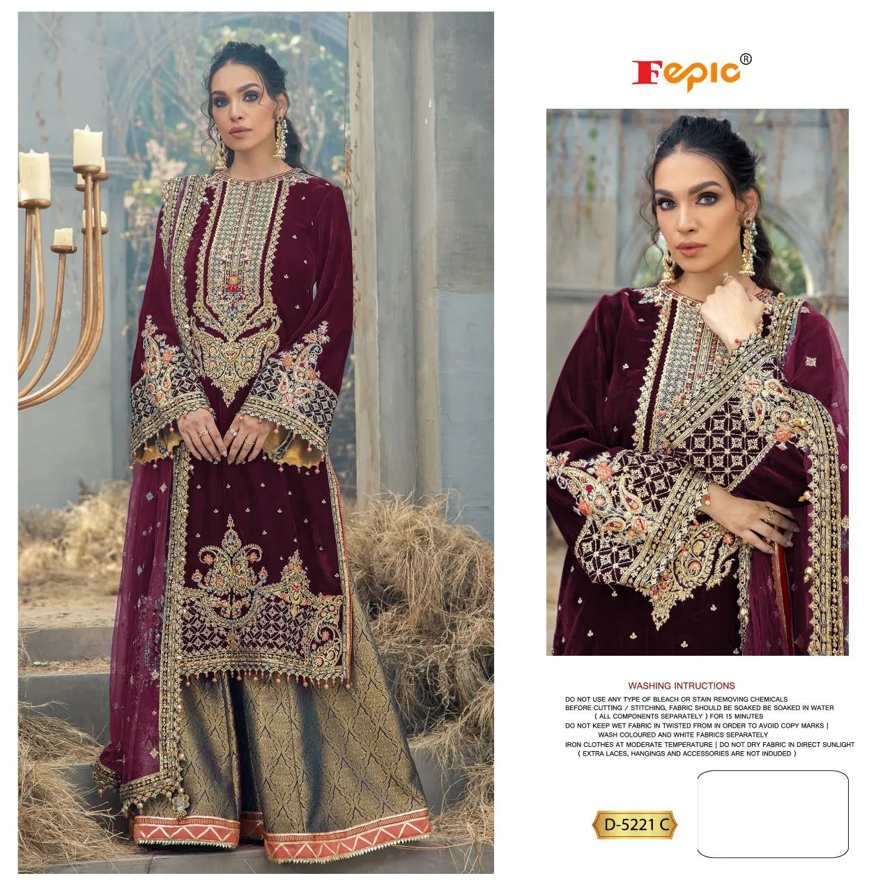 Beautiful Designer Fepic Rosemeen D 5221 Pakistani Suite 