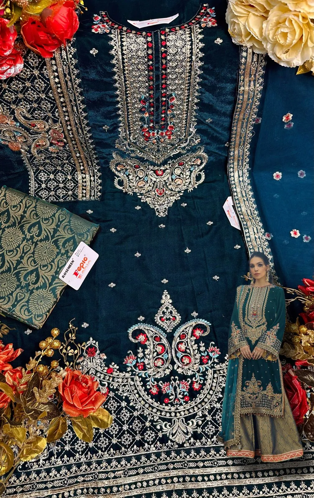 Beautiful Designer Fepic Rosemeen D 5221 Pakistani Suite 