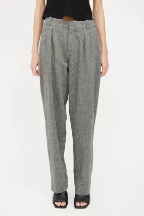 Black & White Wool Herringbone Pant