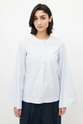 Blue & White Pinstripe Cotton Shirt