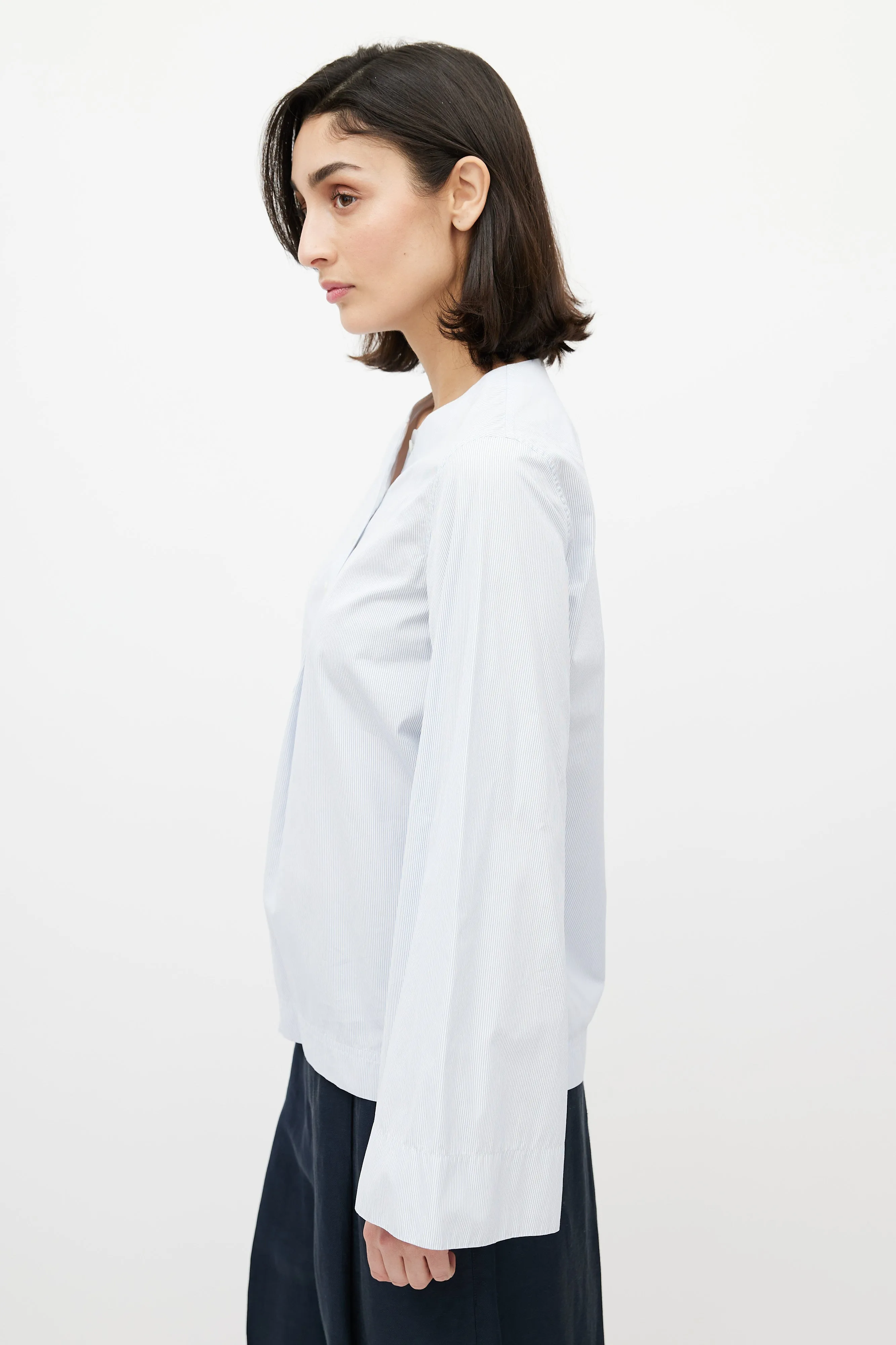 Blue & White Pinstripe Cotton Shirt