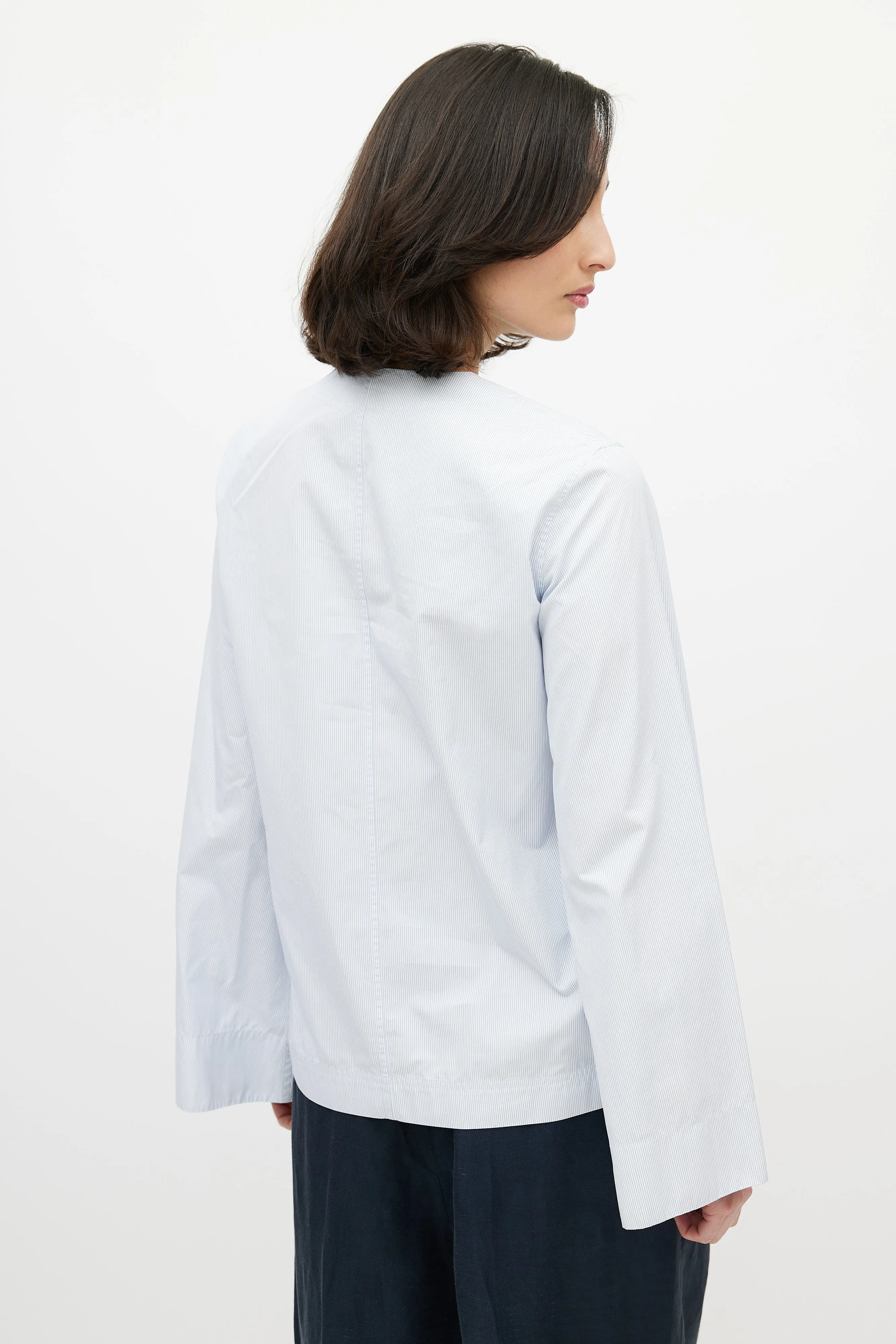 Blue & White Pinstripe Cotton Shirt