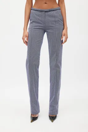 Blue & White Pinstripe Low Rise Trouser