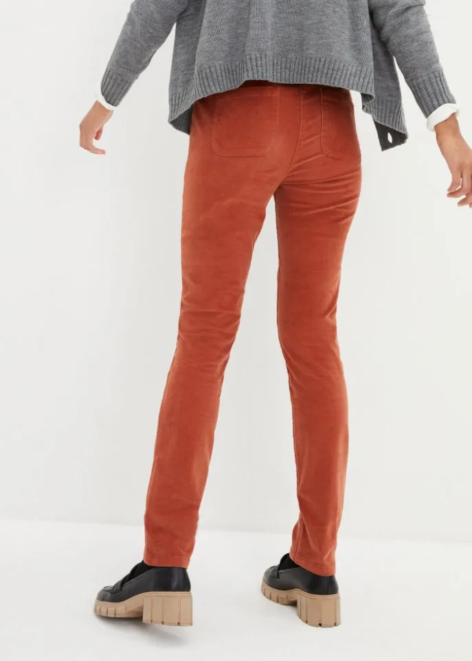 Bpc Bonprix Collection stretch corduroy slim fit trousers, orange