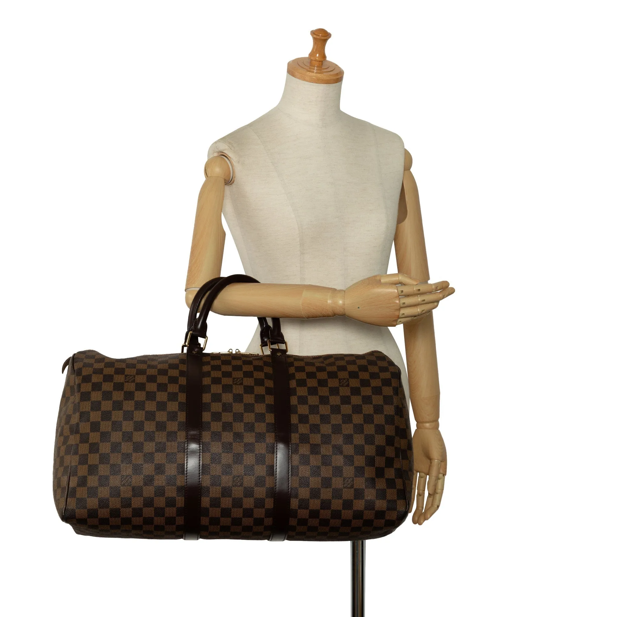 Brown Louis Vuitton Damier Ebene Keepall 50 Travel Bag