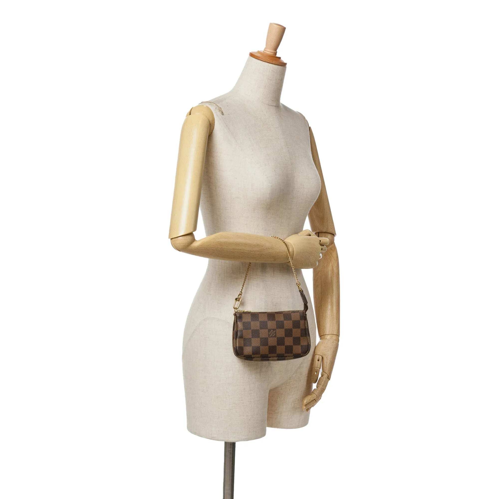 Brown Louis Vuitton Damier Ebene Mini Pochette Accessoires Handbag