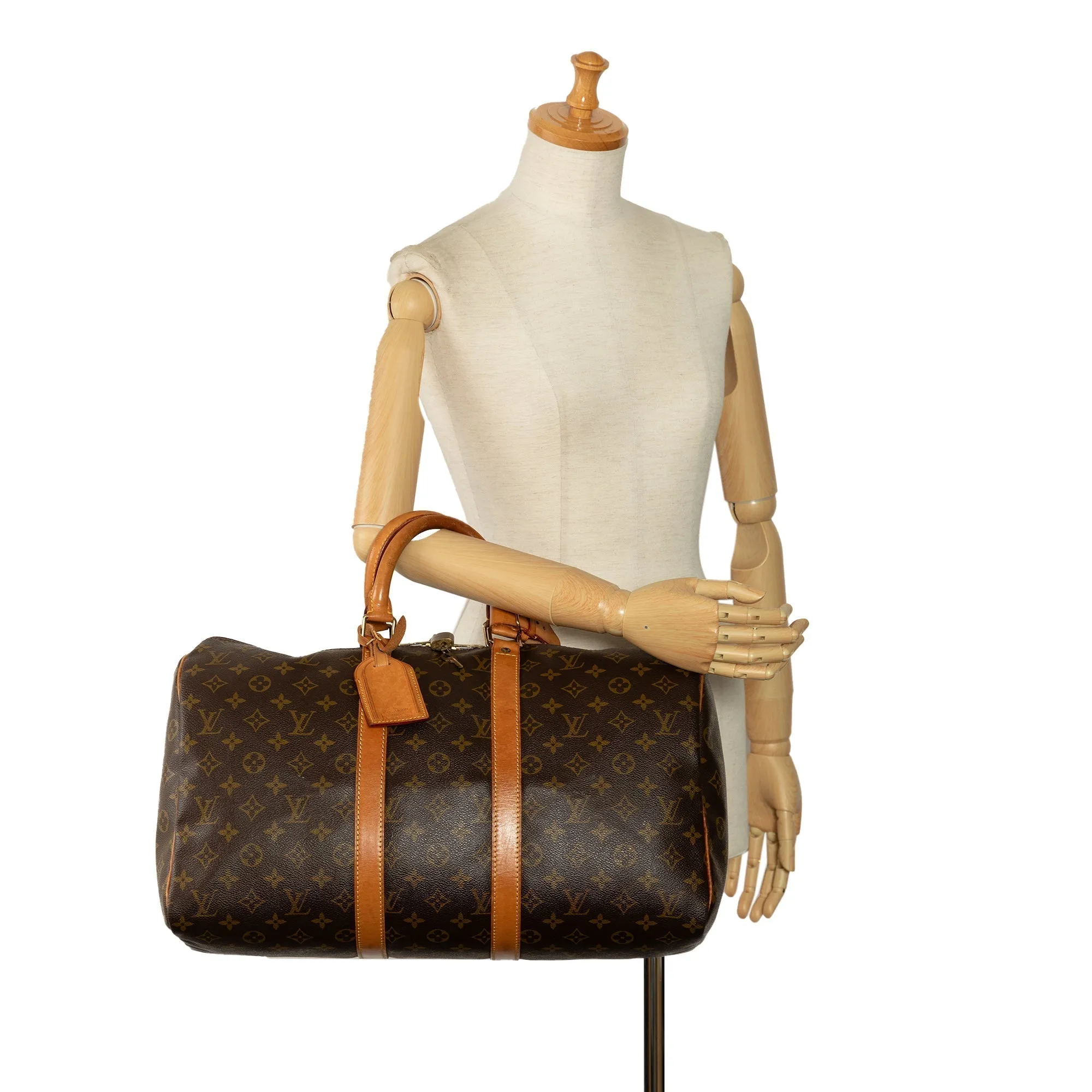 Brown Louis Vuitton Monogram Keepall 45 Travel Bag
