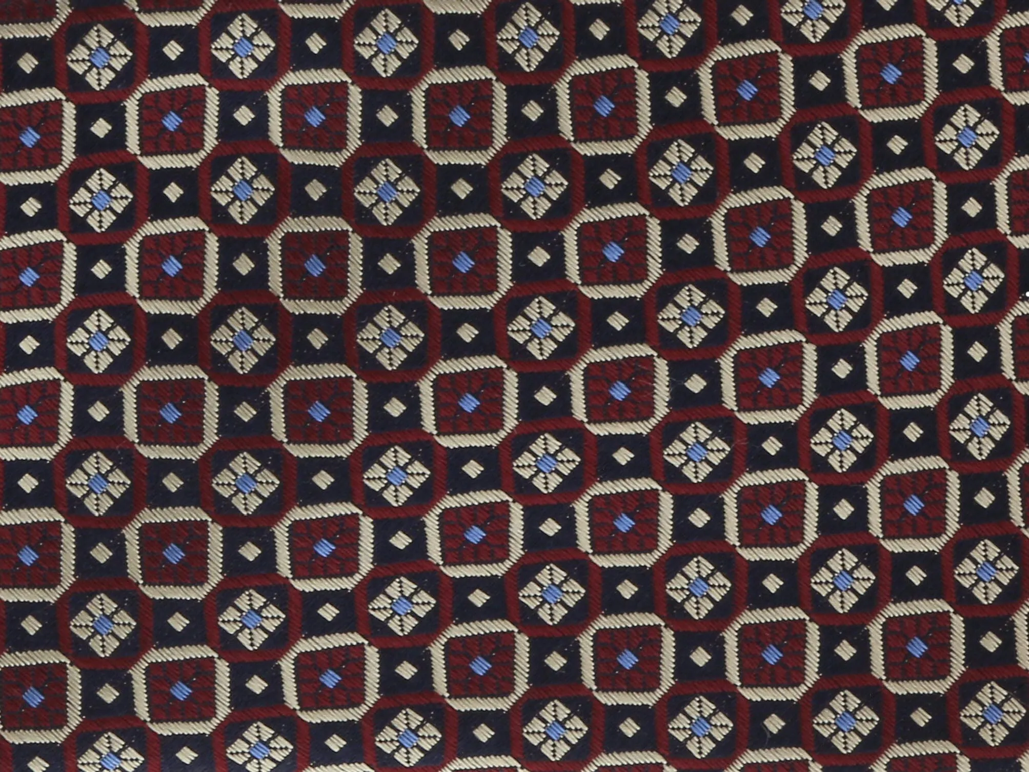Canali Burgundy-Black Pure Silk Floral Grid Pattern Tie- Blade Width 3in