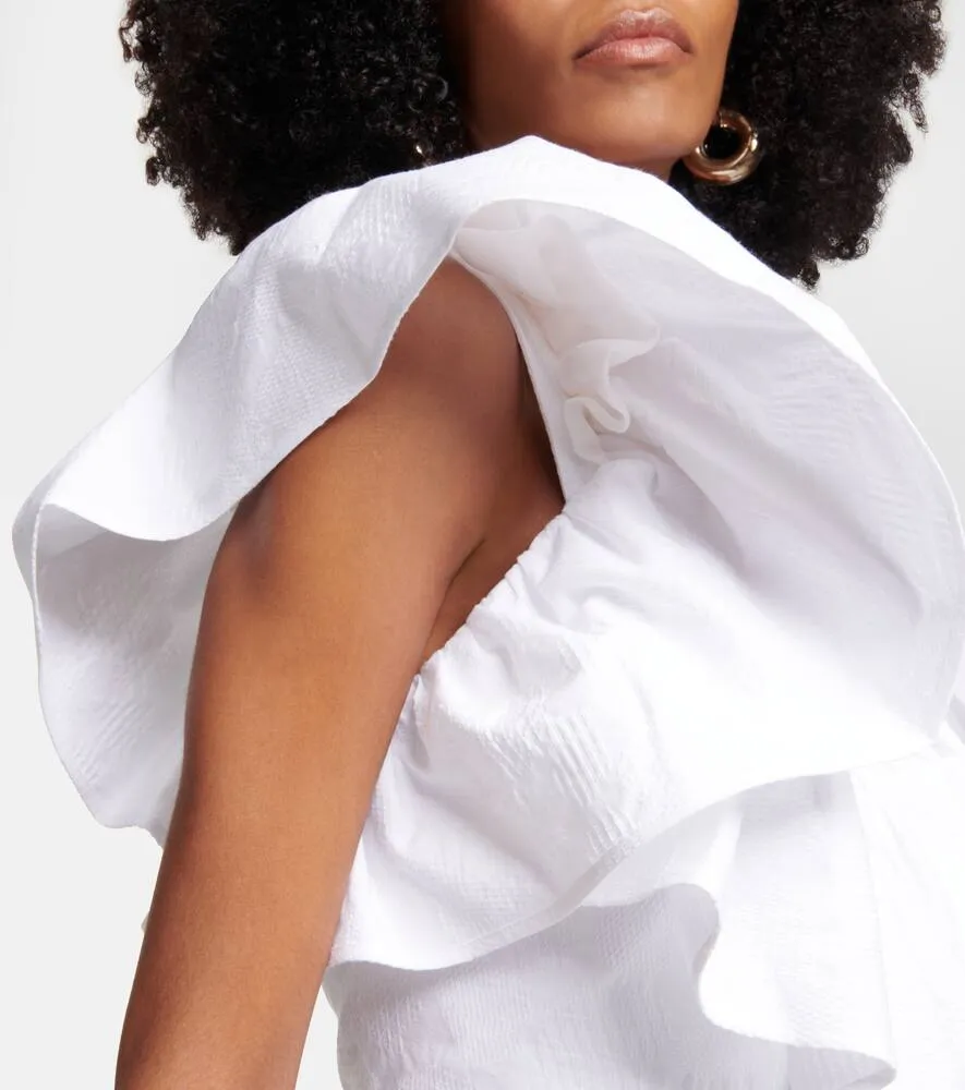 Chloe Ruffle-trimmed cotton midi dress