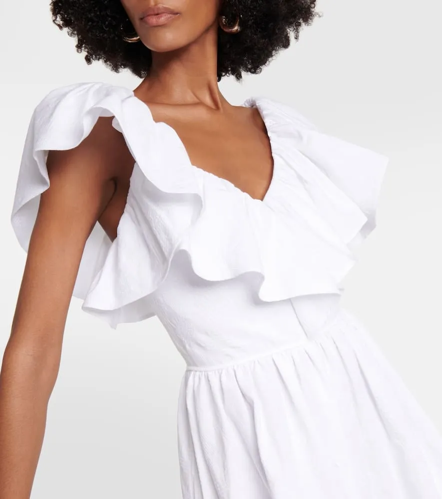 Chloe Ruffle-trimmed cotton midi dress