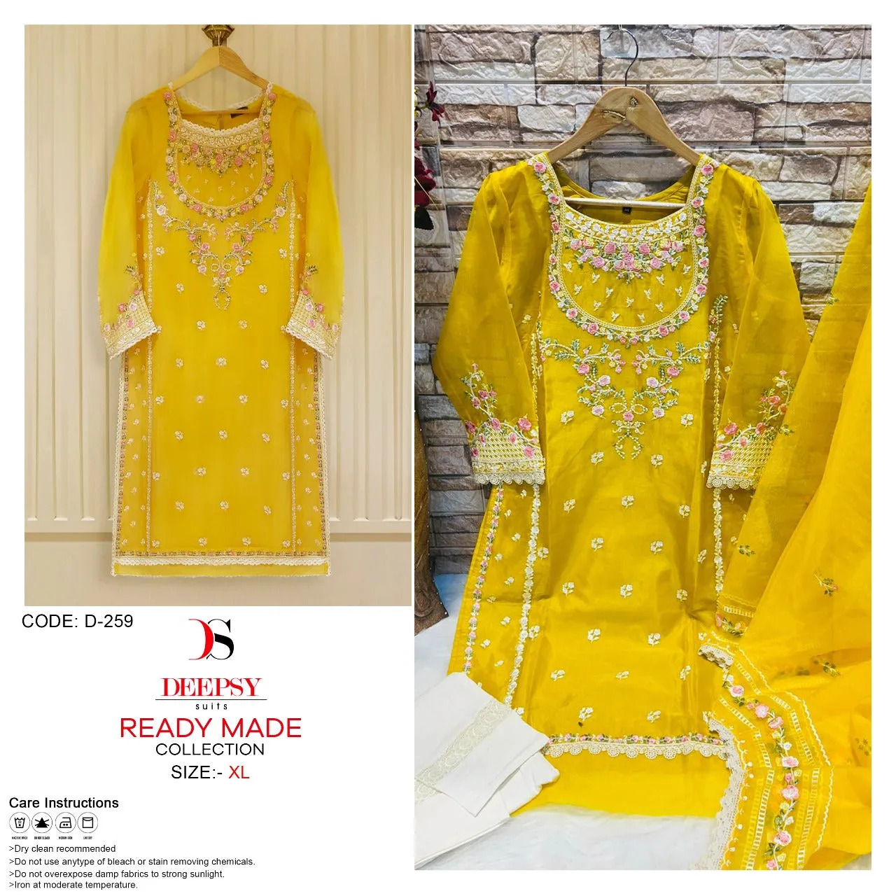 Deepsy Dno. D-259 Pure orgnaza with embroidery Suits