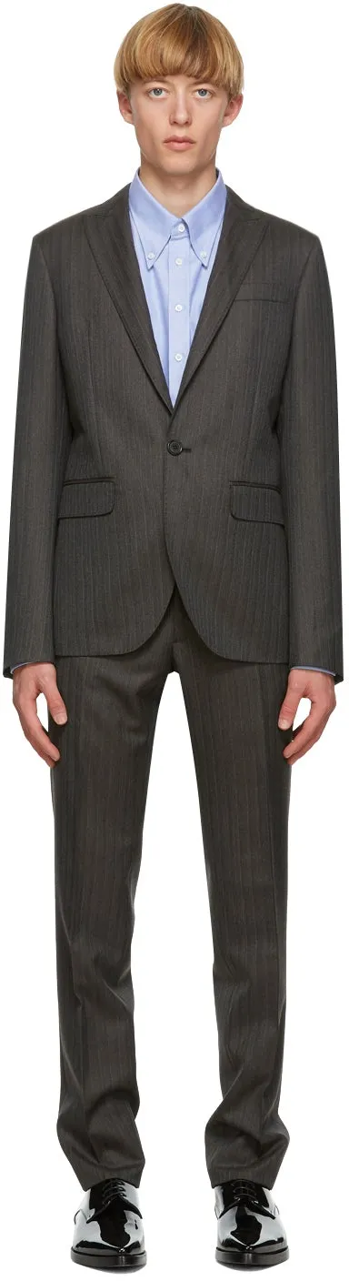 Dsquared2 Grey Wool Striped Tokyo Fit Suit