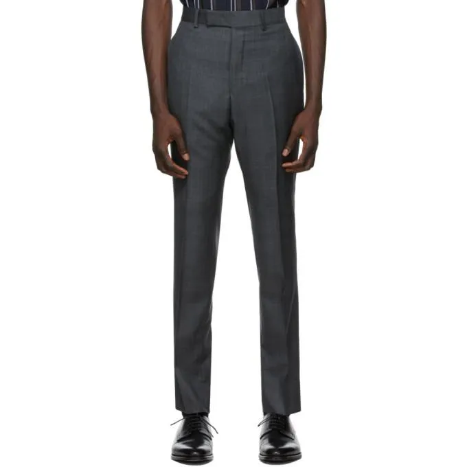 Dunhill Grey Wool Check Mayfair Trousers