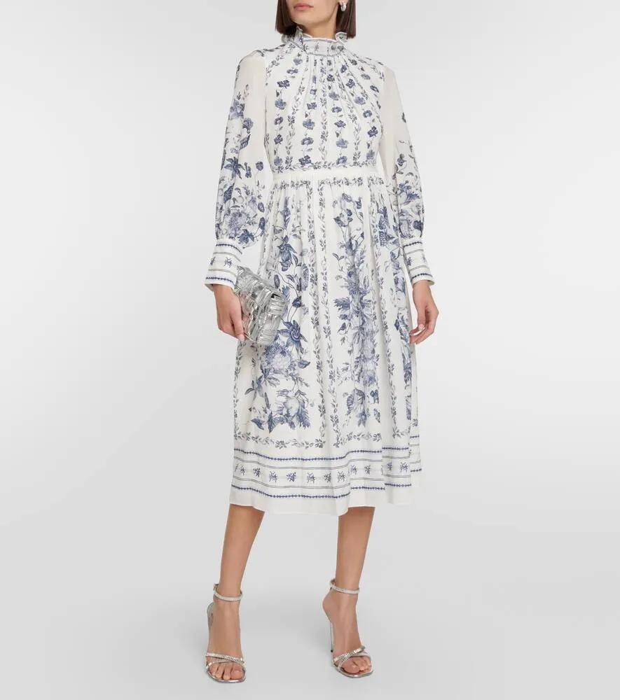 Erdem Printed crêpe de chine midi dress