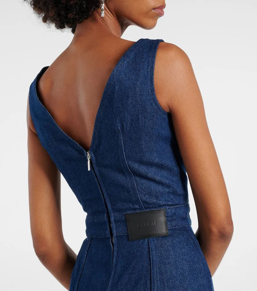 Erdem Printed floral denim midi dress