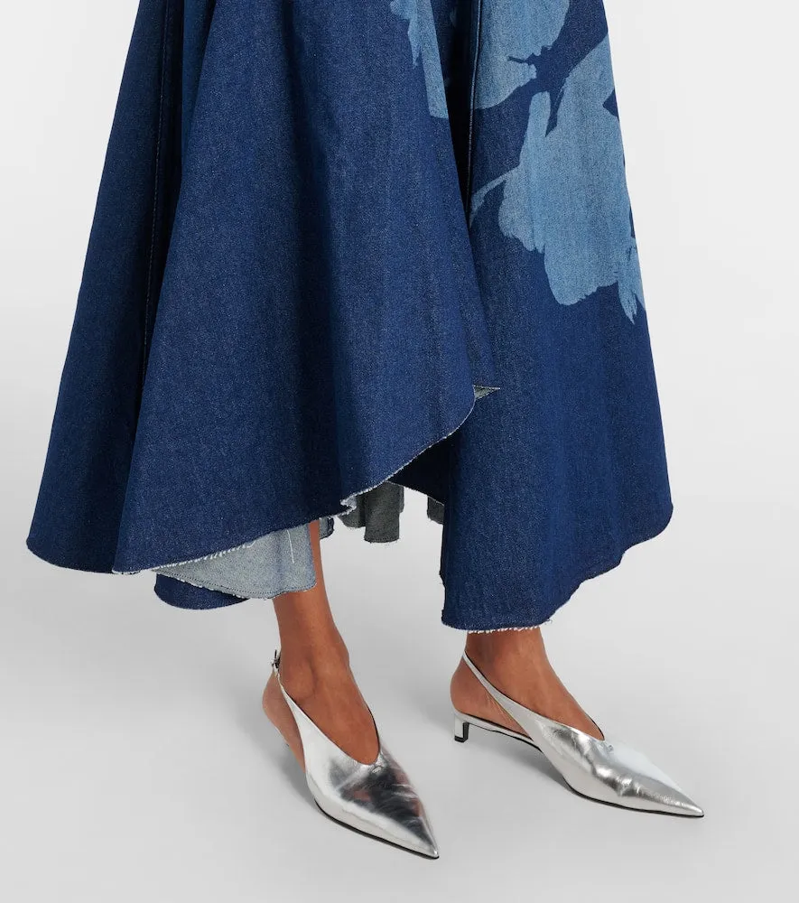 Erdem Printed floral denim midi dress