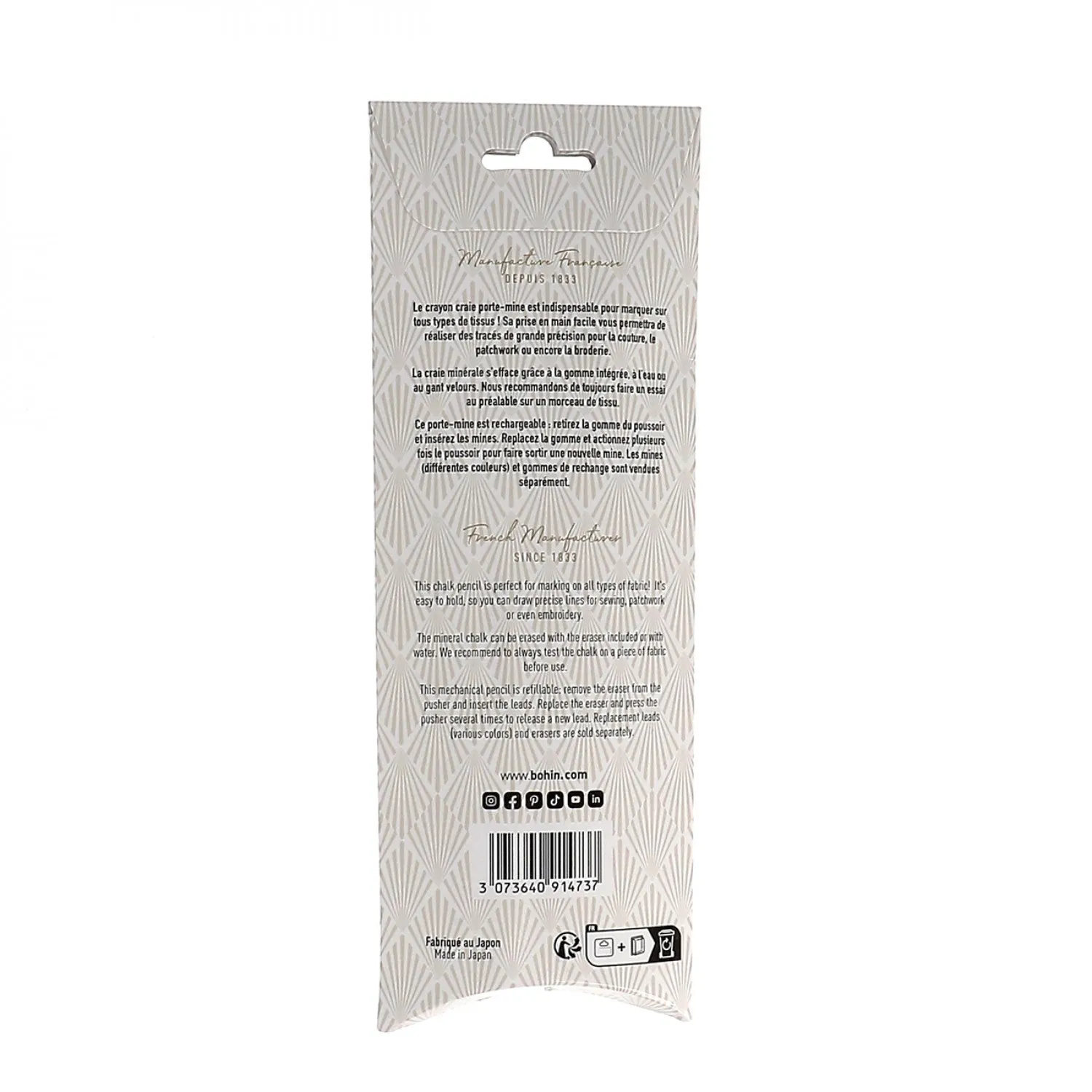 Extra Fine Line Water-Soluble Fabric Marking Chalk Pencil