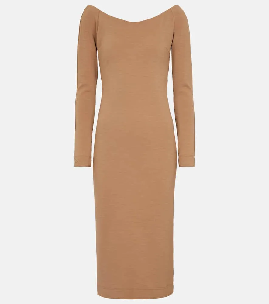 Fendi Off-shoulder wool jersey midi dress