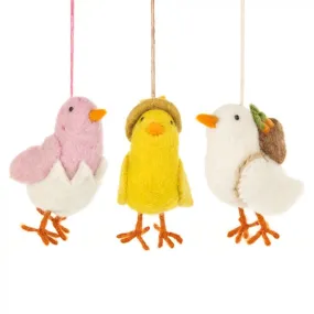 Handmade Needle Felt Chirpy Chicks Hanging Easter Decoration