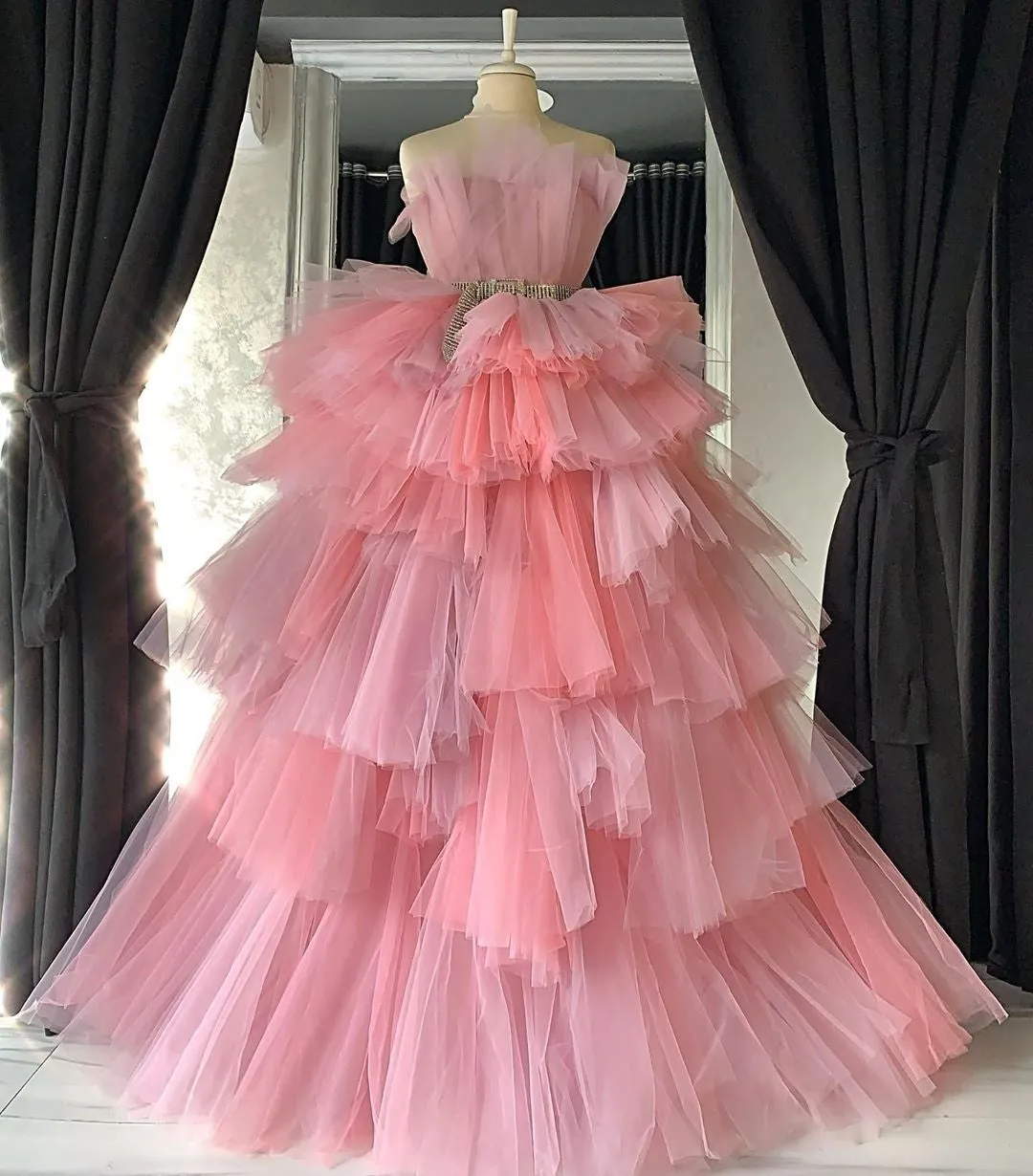 Hellacious Frilled Evening Dress