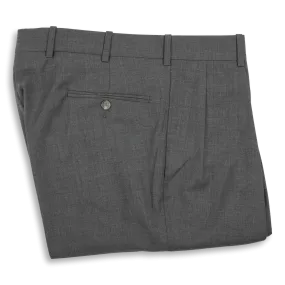 Medium Grey Tropical Wool Forward Pleated Trousers
