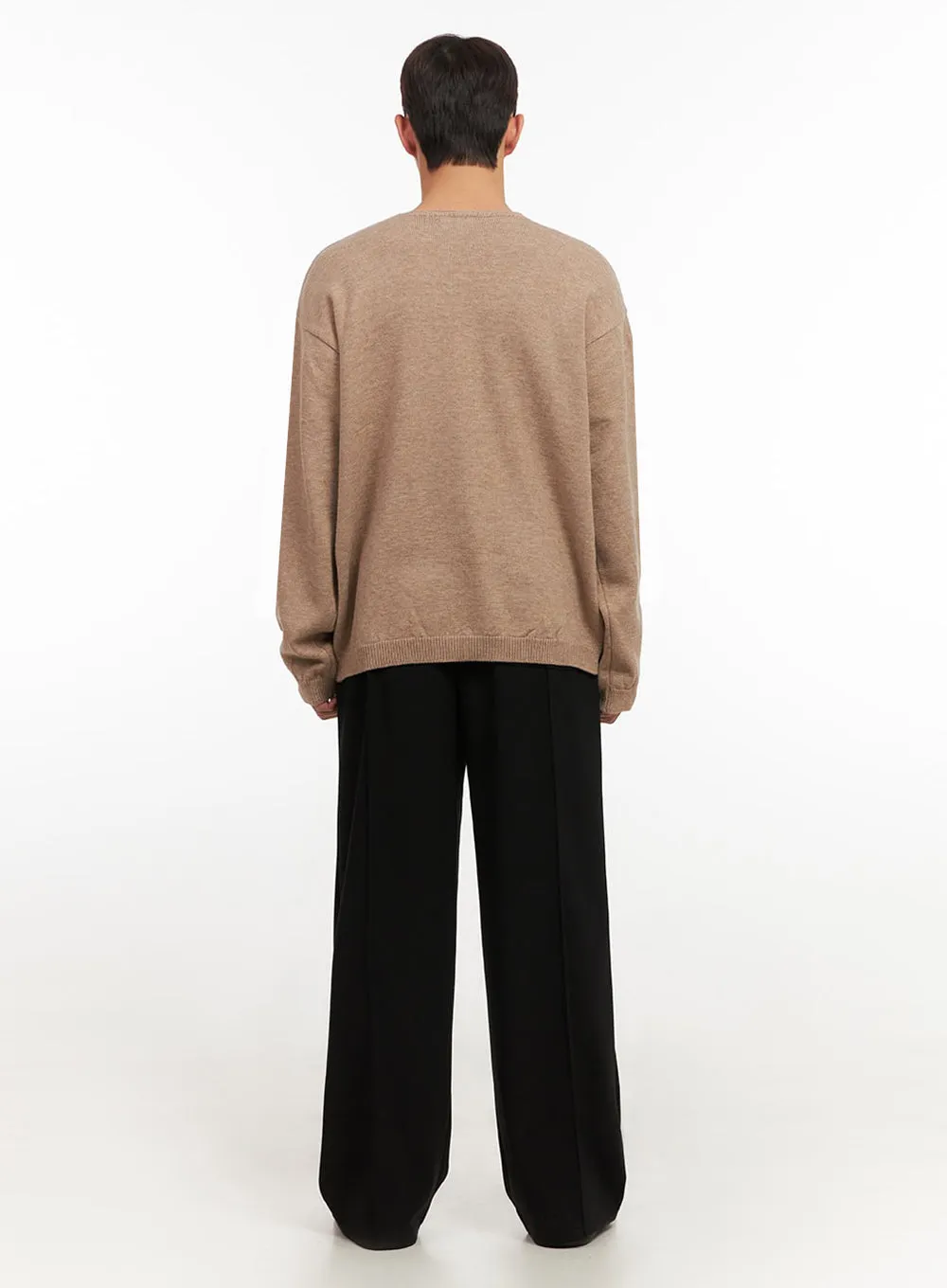 Men's Essential Beige V-Neck Sweater IF521