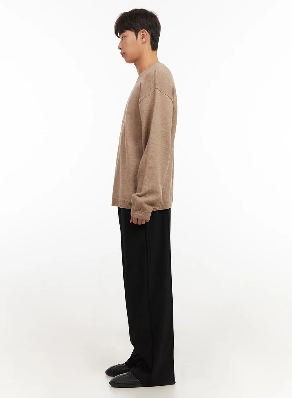 Men's Essential Beige V-Neck Sweater IF521