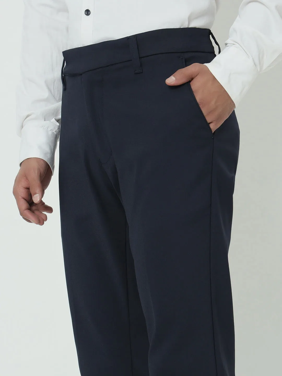 NAVY BLUE SLIM TROUSERS