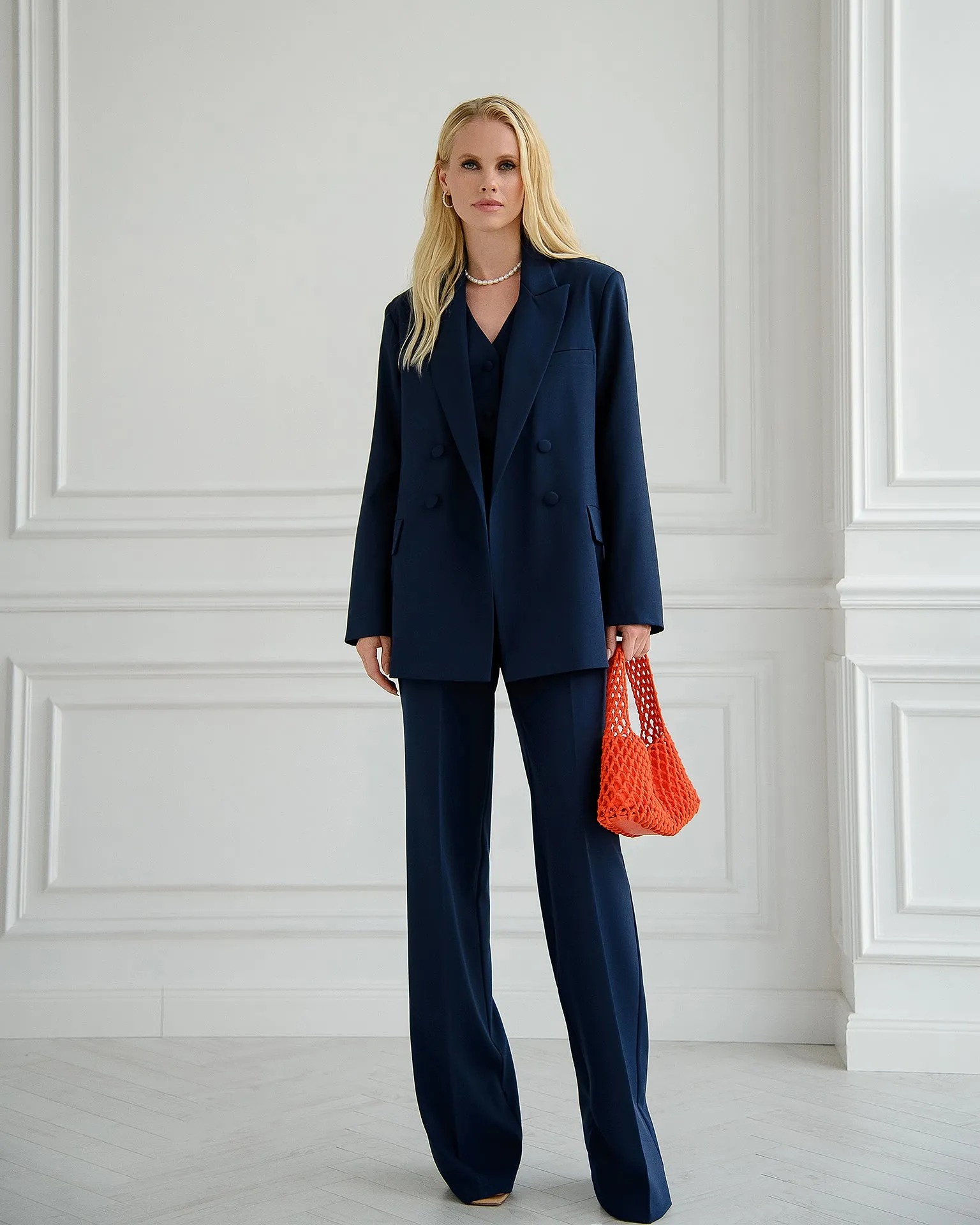 Navy Double-Breasted 3-Piece Suit