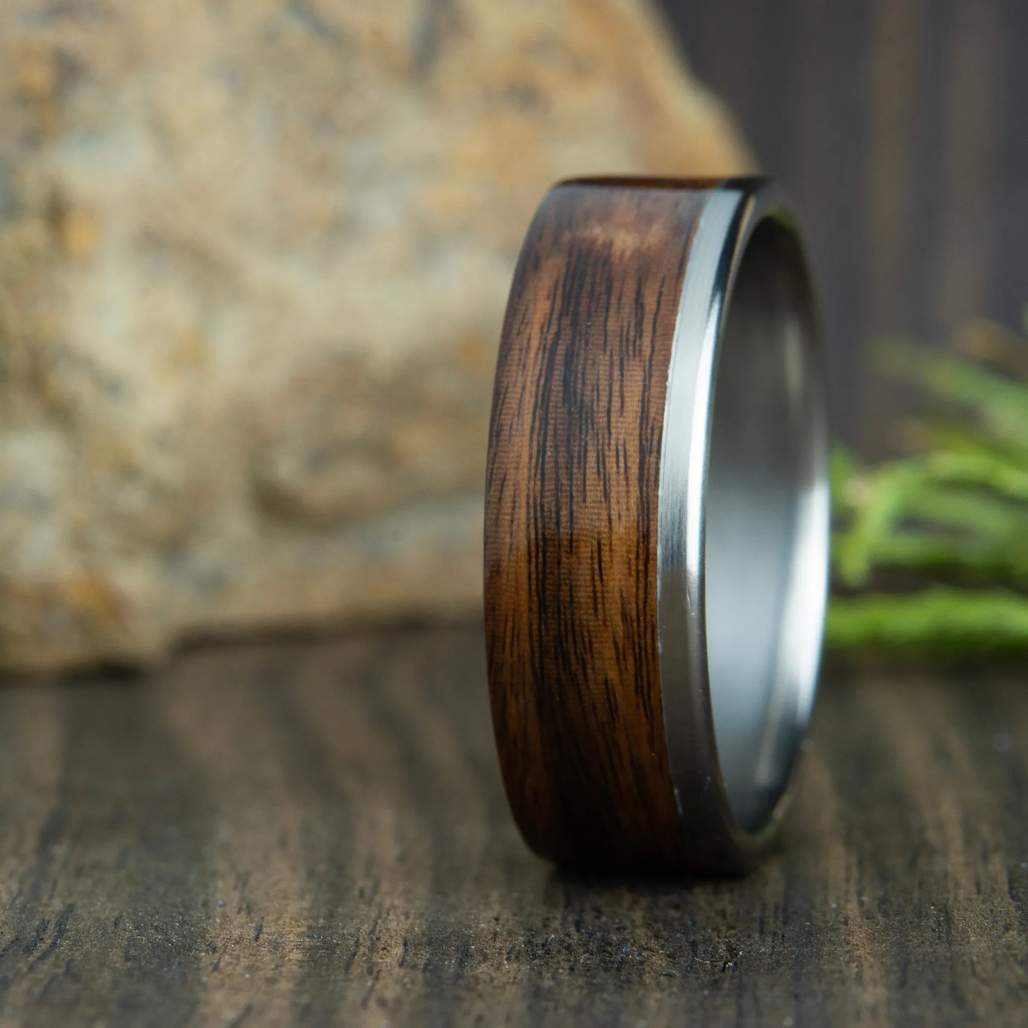 open channel titanium and Rosewood  ring