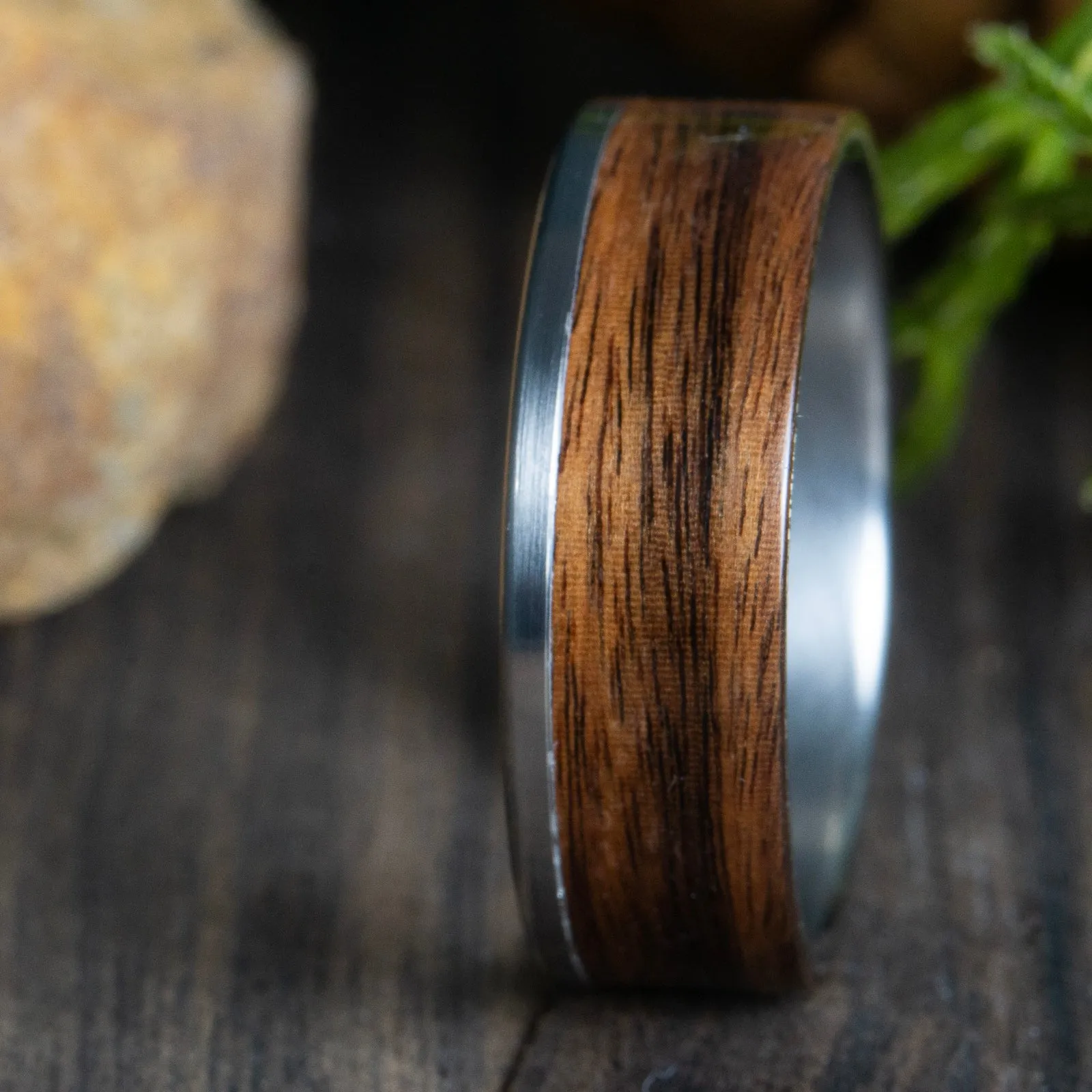 open channel titanium and Rosewood  ring
