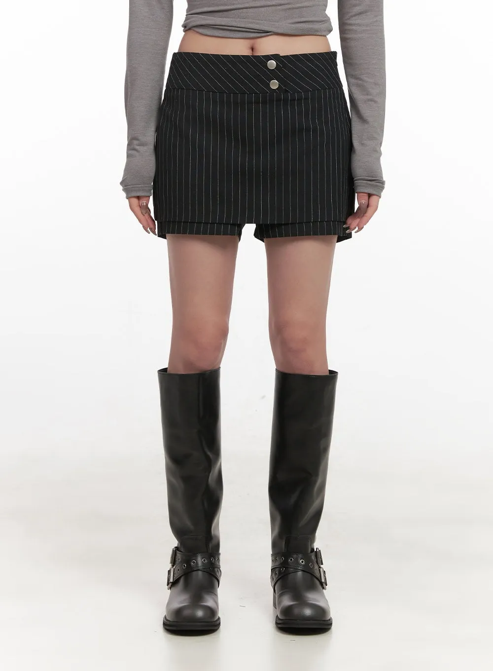 Pinstripe Buttoned Skort CJ517