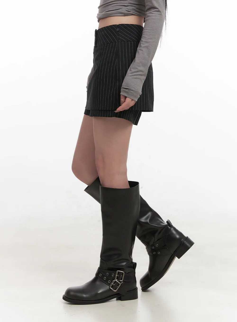 Pinstripe Buttoned Skort CJ517