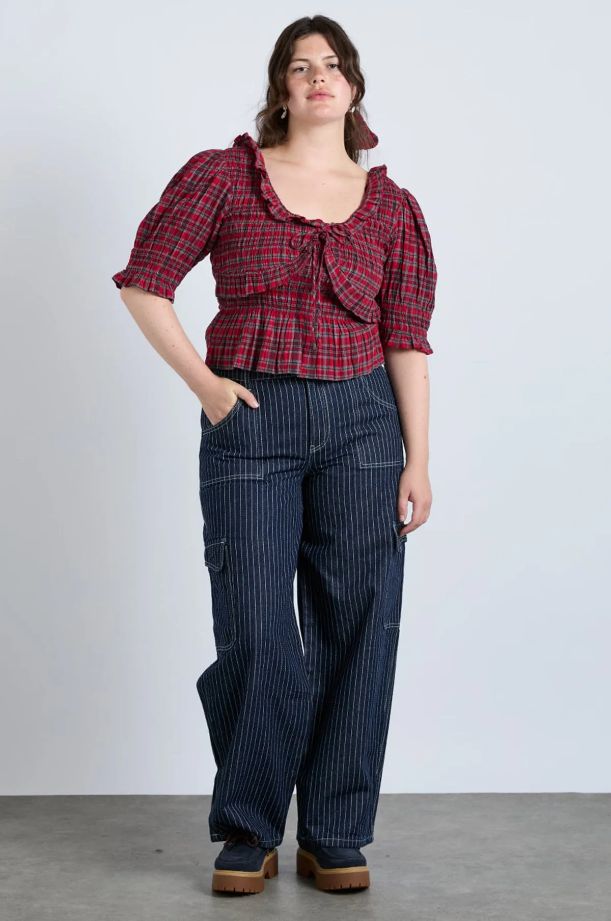 Pinstripe Denim Cargo Blue