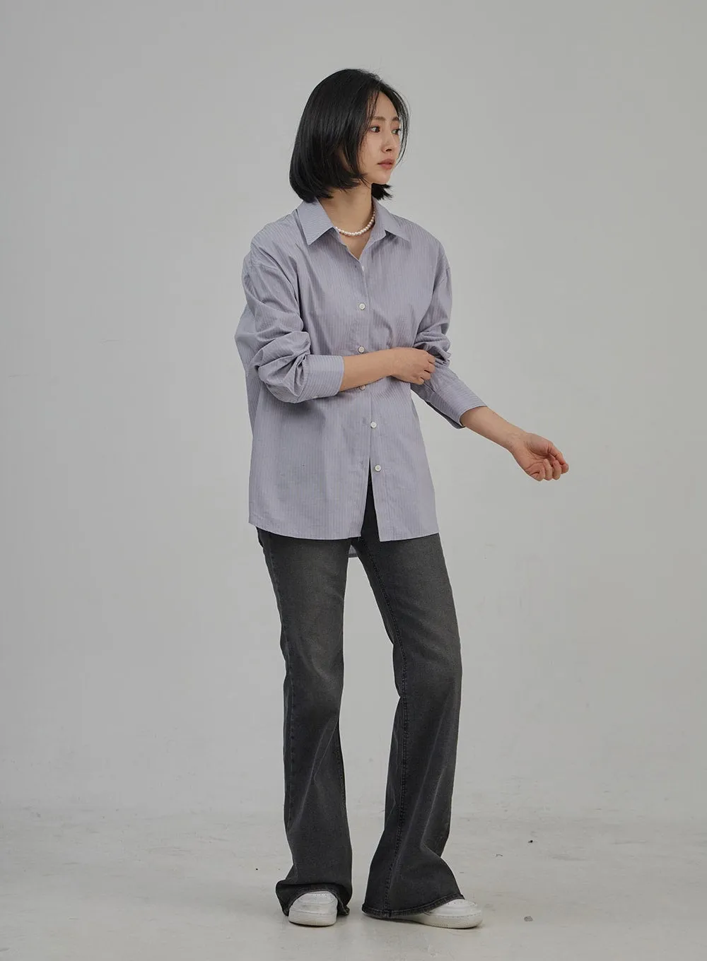 Pinstripe Oversized Shirt OJ302