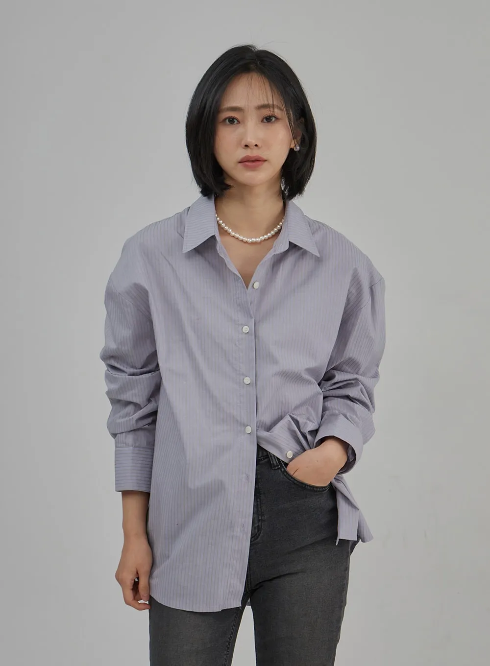 Pinstripe Oversized Shirt OJ302