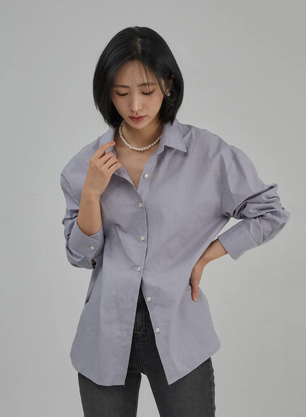 Pinstripe Oversized Shirt OJ302