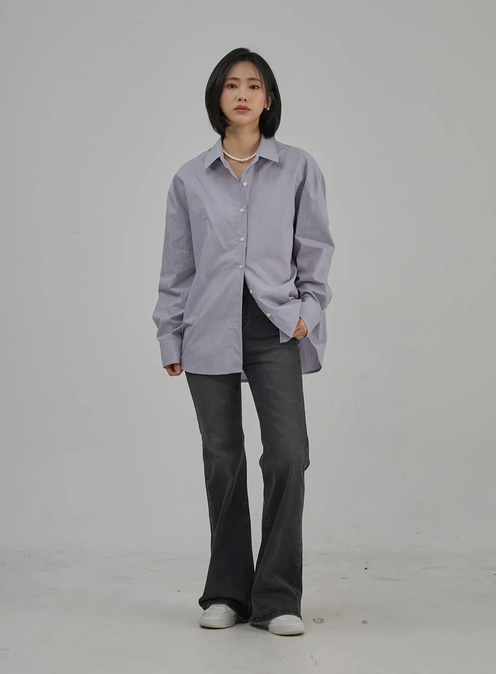 Pinstripe Oversized Shirt OJ302