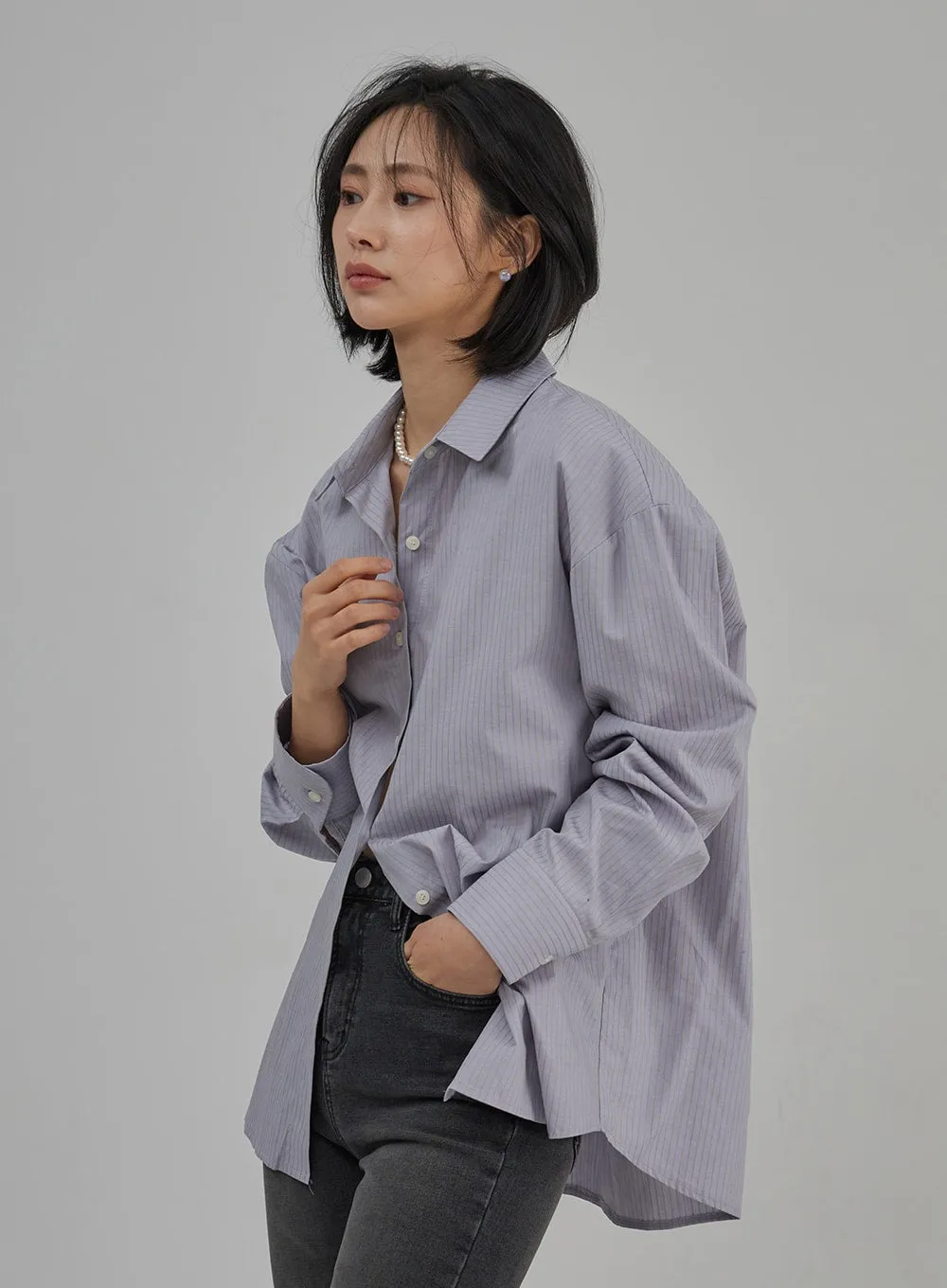 Pinstripe Oversized Shirt OJ302
