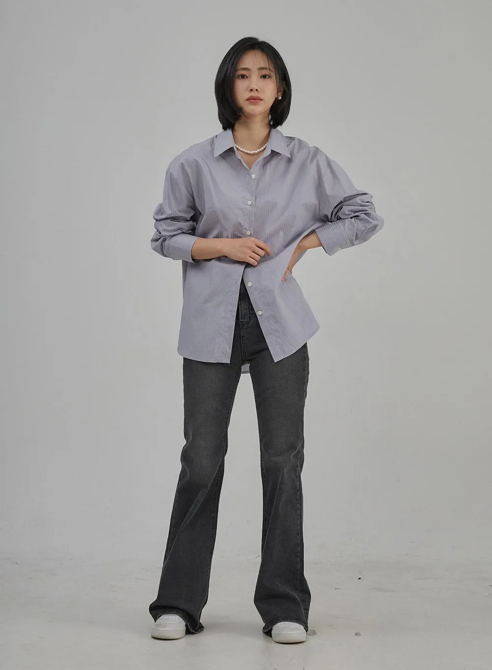 Pinstripe Oversized Shirt OJ302