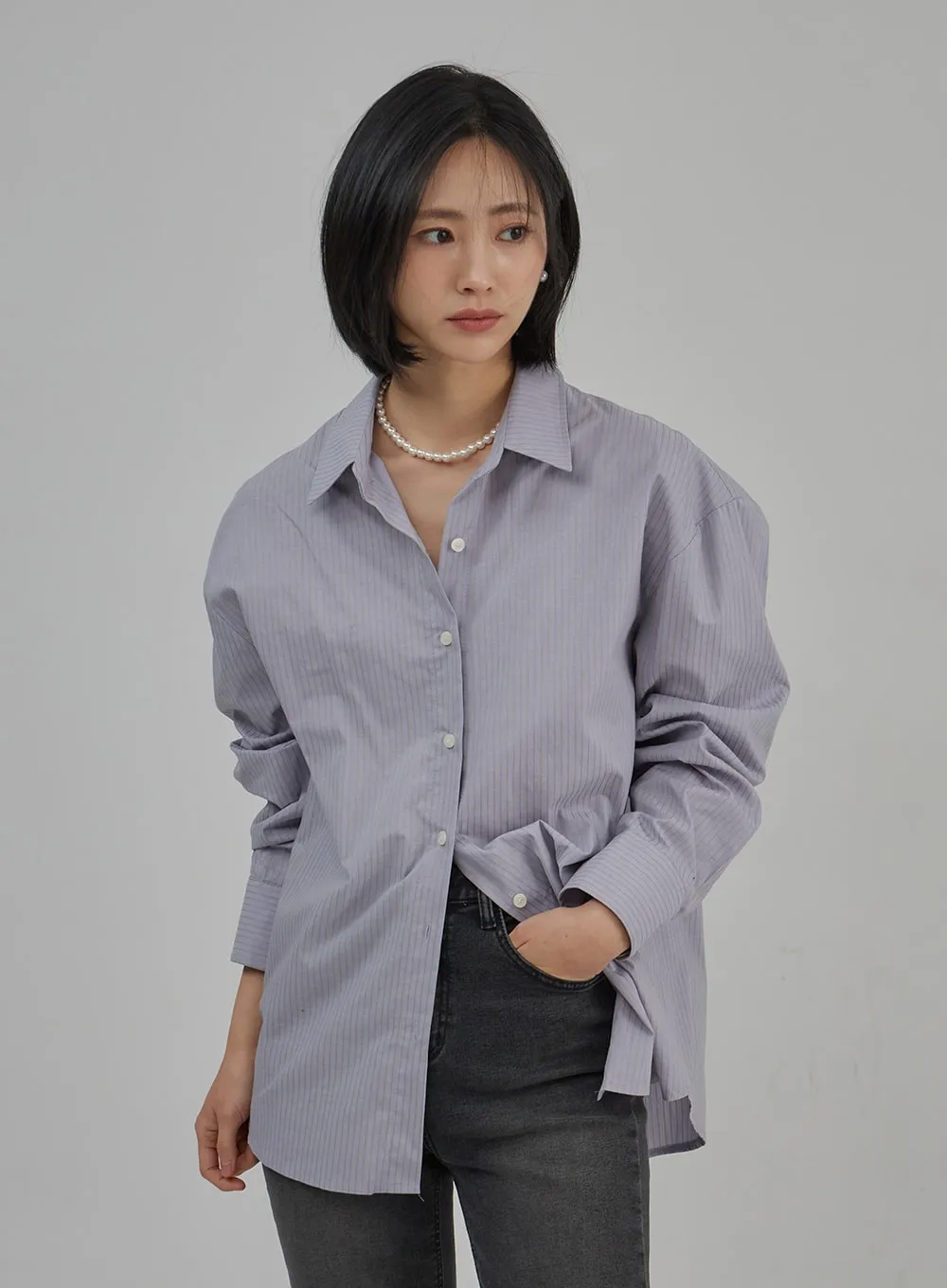 Pinstripe Oversized Shirt OJ302