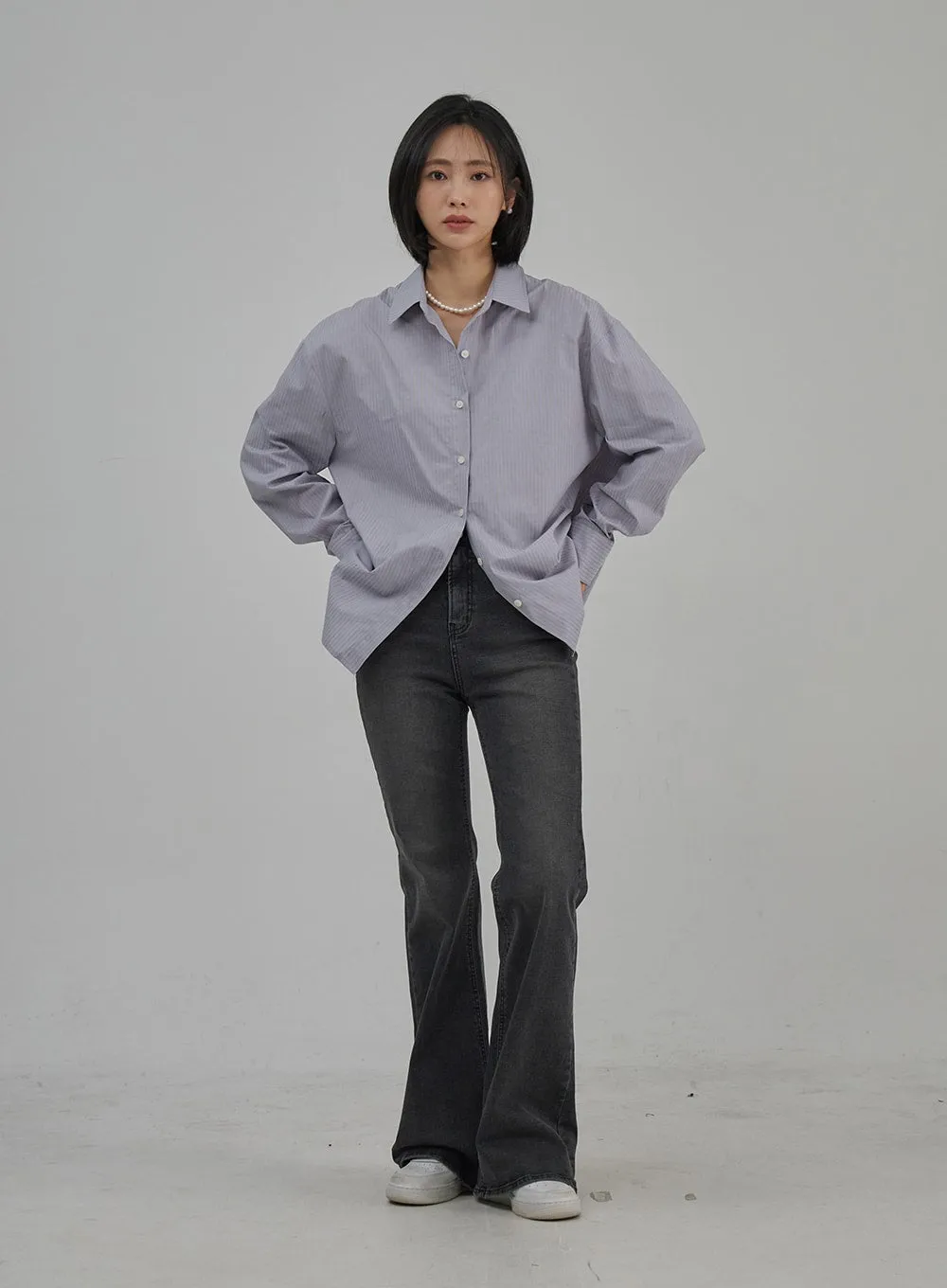 Pinstripe Oversized Shirt OJ302