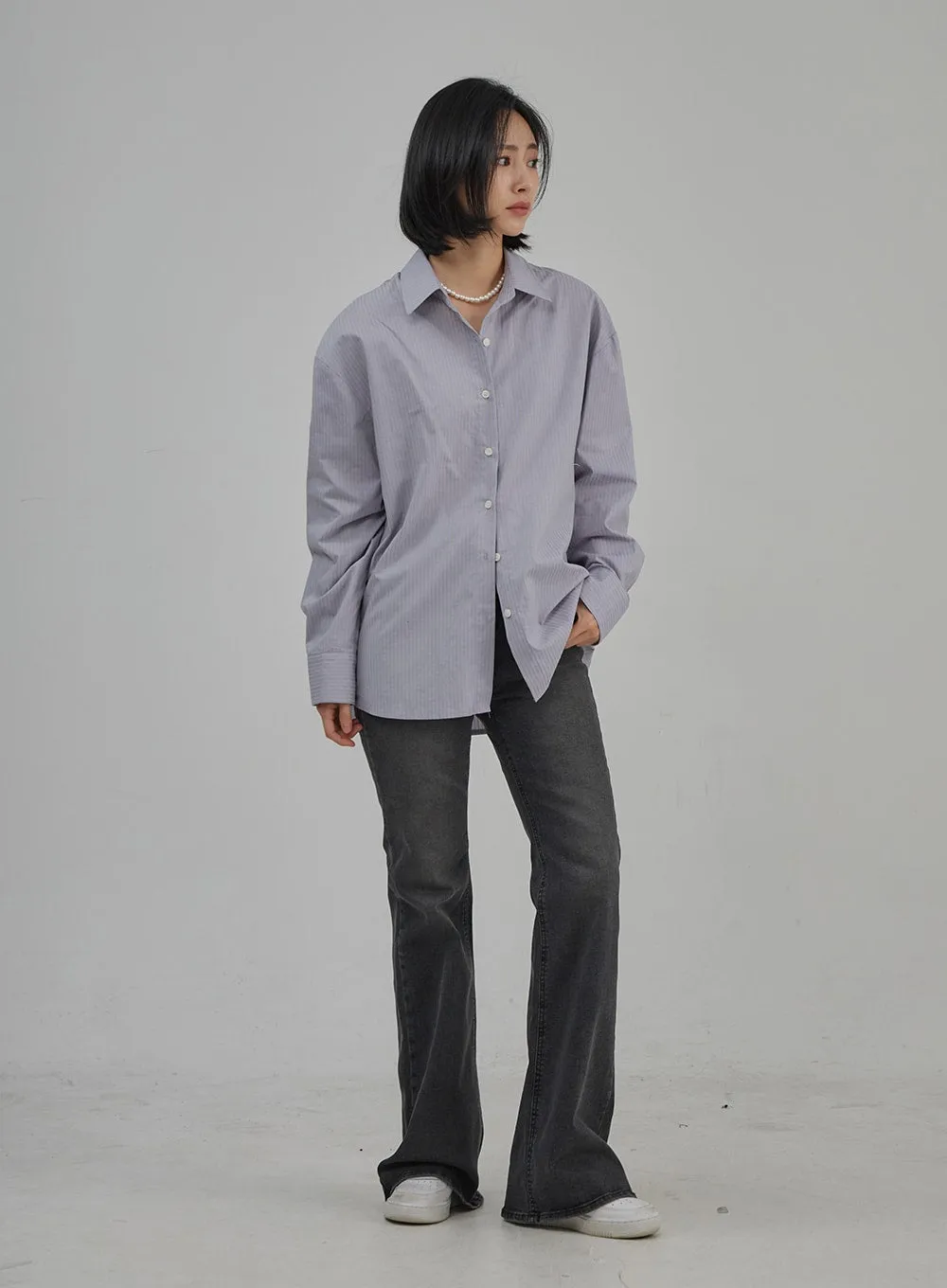 Pinstripe Oversized Shirt OJ302