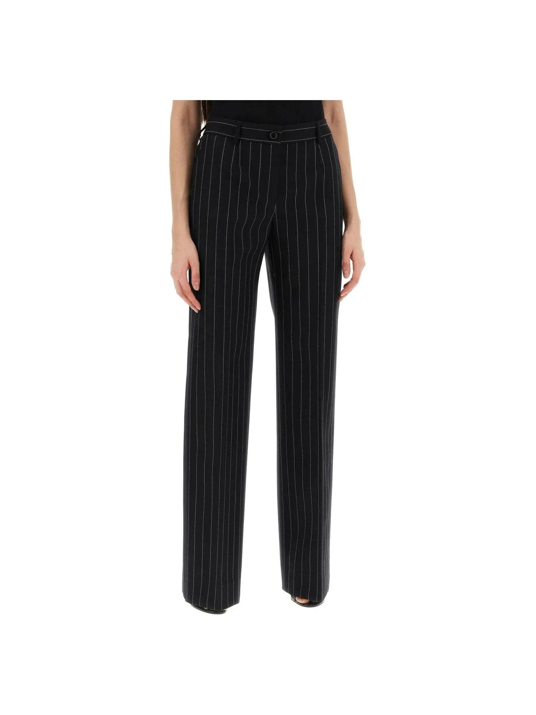 Pinstriped Wool Trousers